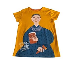 Piccolina Ruth Bader Ginsburg RBG Graphic Tee Mustard Yellow Cotton Shirt Size M